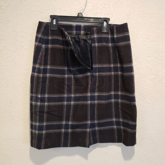 Vintage Talbots Skirt Womens 10 Plaid Wool Blend Wrap Lined Career Office Work - Picture 6 of 6